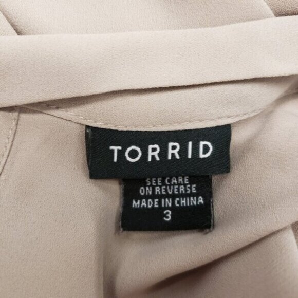 Torrid Georgette Mock Neck Blouse Taupe Size 3X Long Sleeve Work Wear St… - Picture 7 of 13